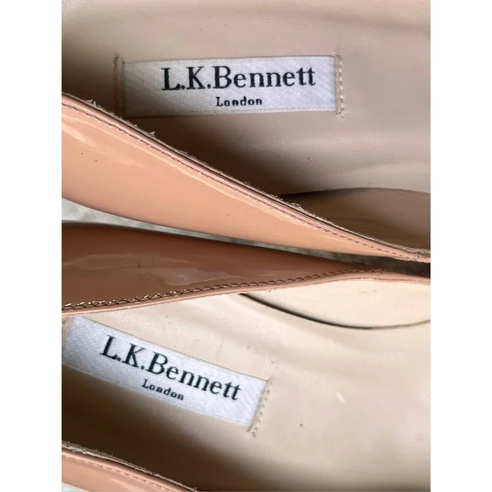 LK Bennett Sledge Patent Platform Courts Heels in Trench size 39 (US 8.5)